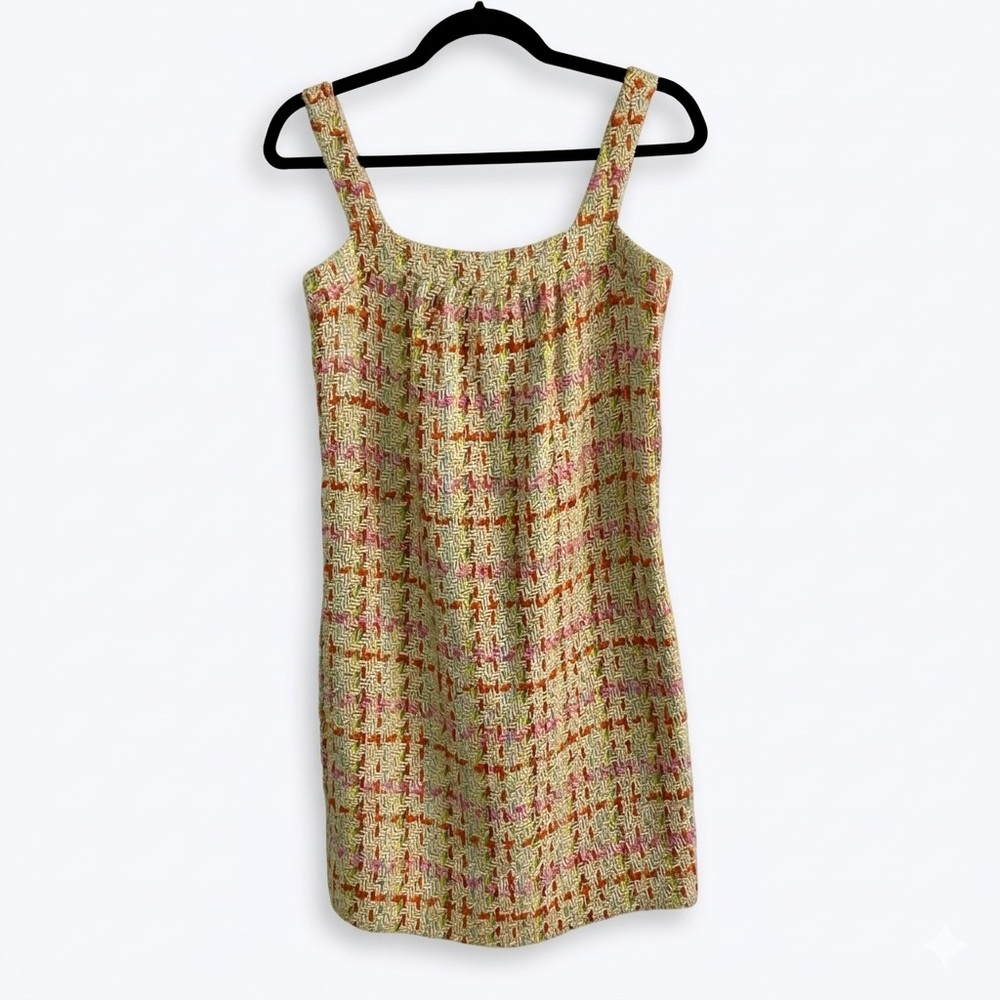 J. Crew Collection Multi-Color Tweed Bow Back Mini Dress Silk‎ Lined Size 4